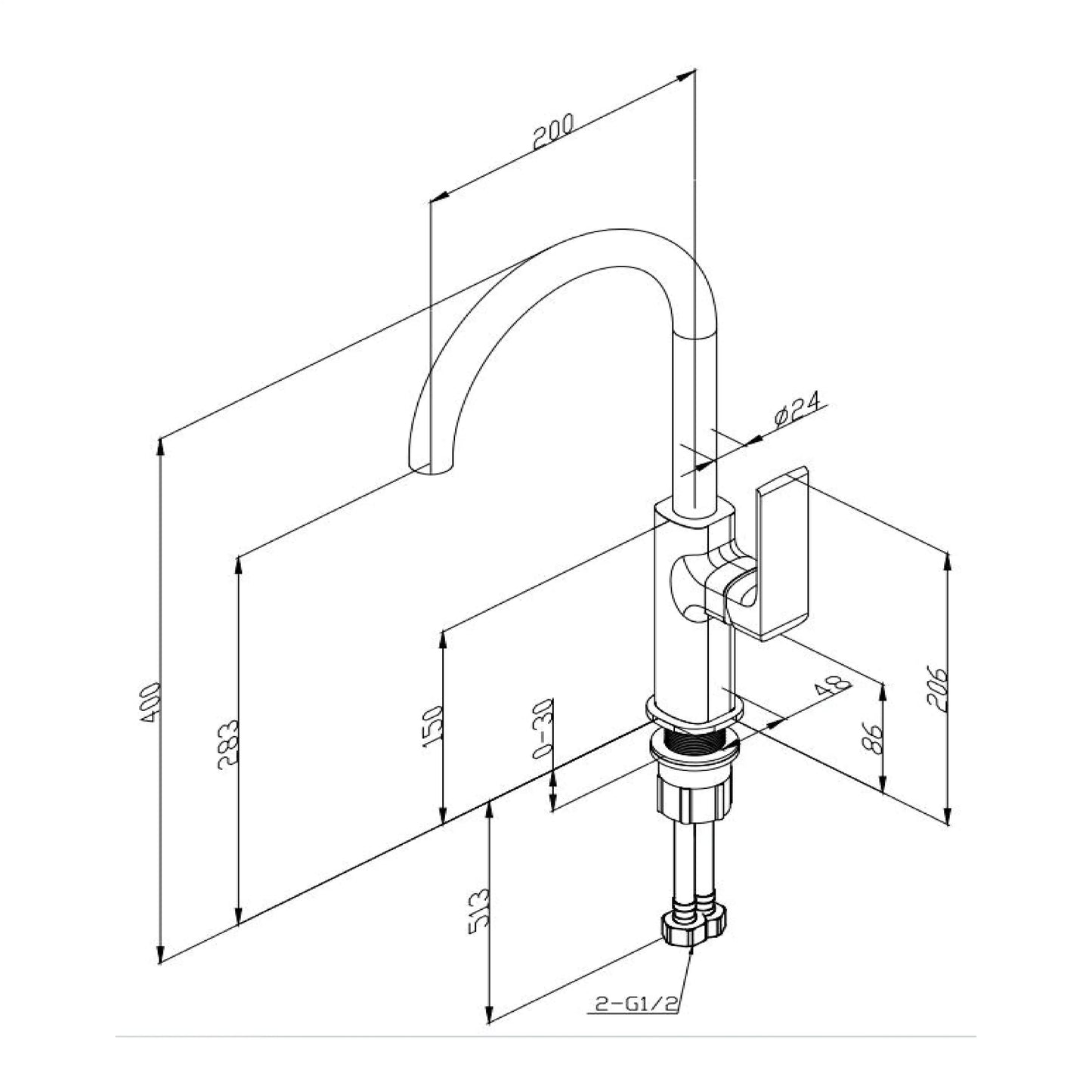 SANITAR AKHAL-KM SINK MIXER | BRASS | CHROME