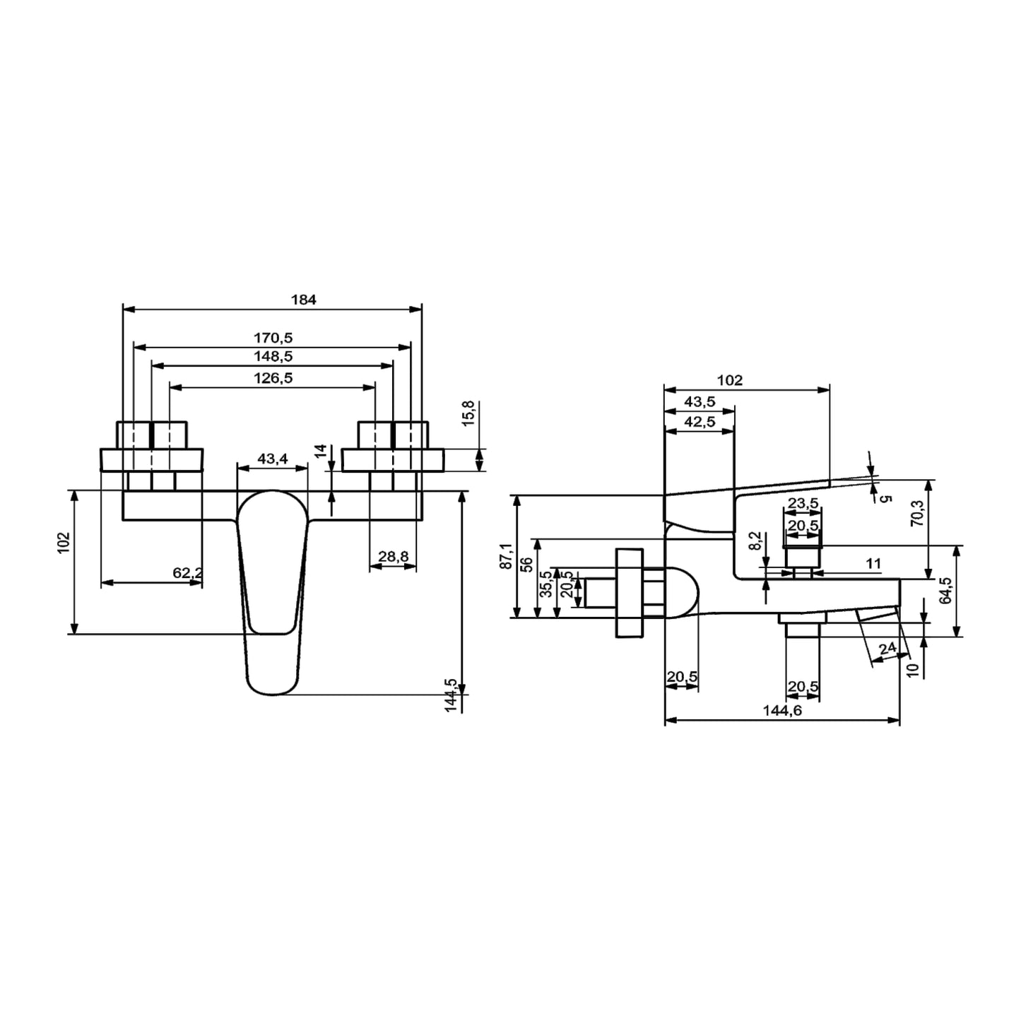 SANITAR BATH MIXER | BRASS | ANIQ-BM