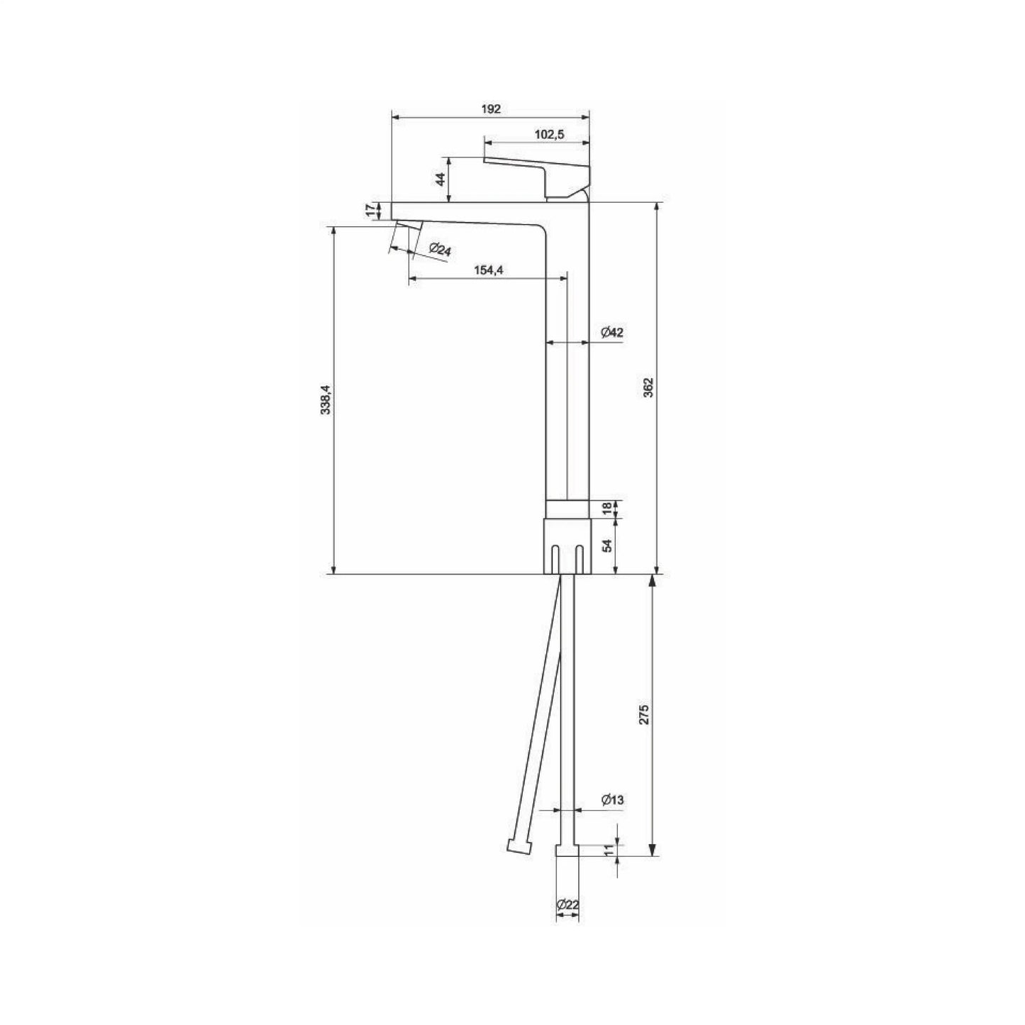 SANITAR COUNTERTOP BASIN MIXER | BRASS | ANIQ-HWB