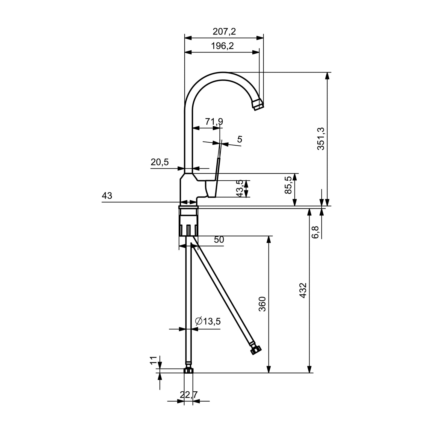 SANITAR KITCHEN MIXER | BRASS | ANIQ-SM1