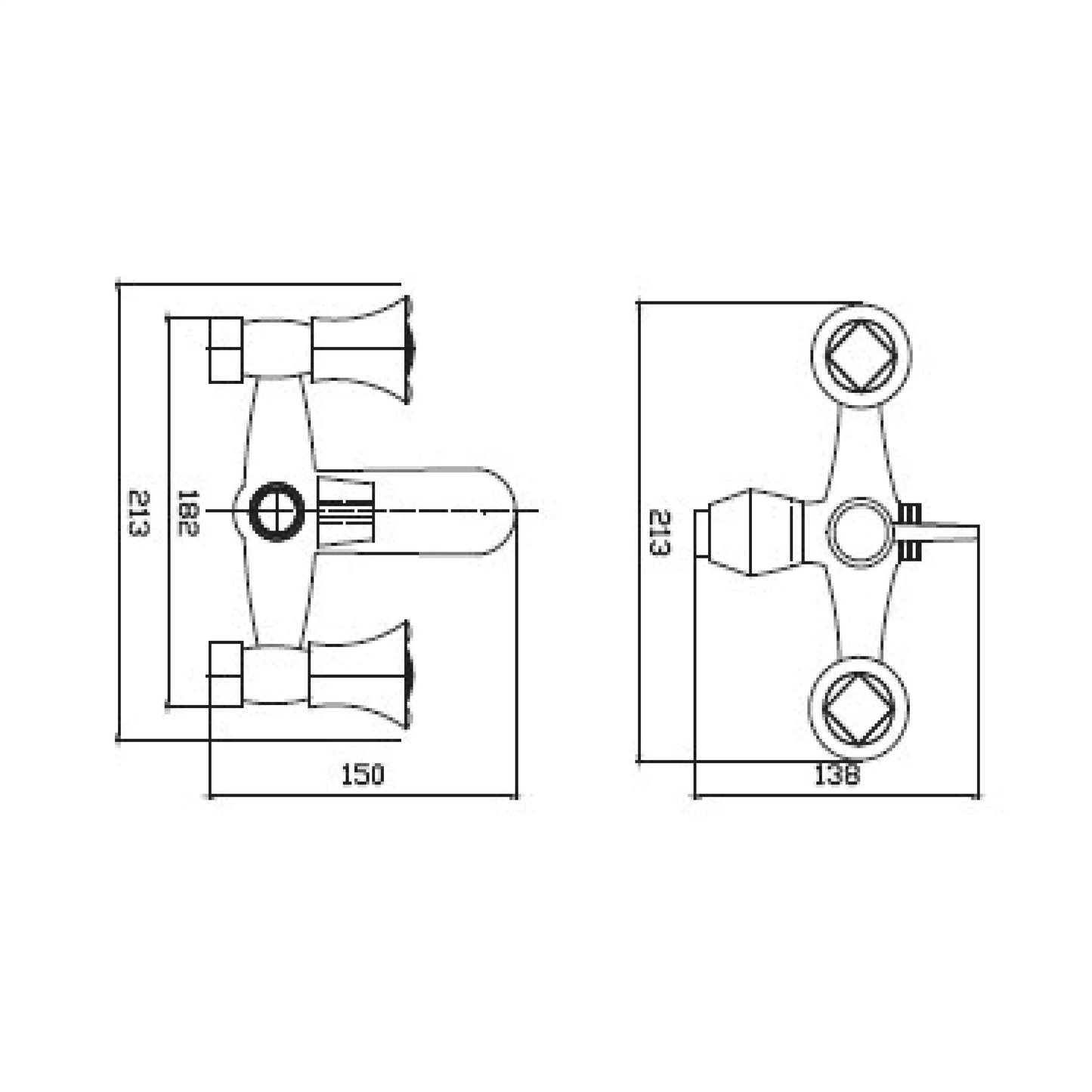 Sanitar DIAMOND-BM wall-mounted brass bath mixer with a polished chrome finish, featuring an ergonomic single-lever handle and a sleek integrated spout.