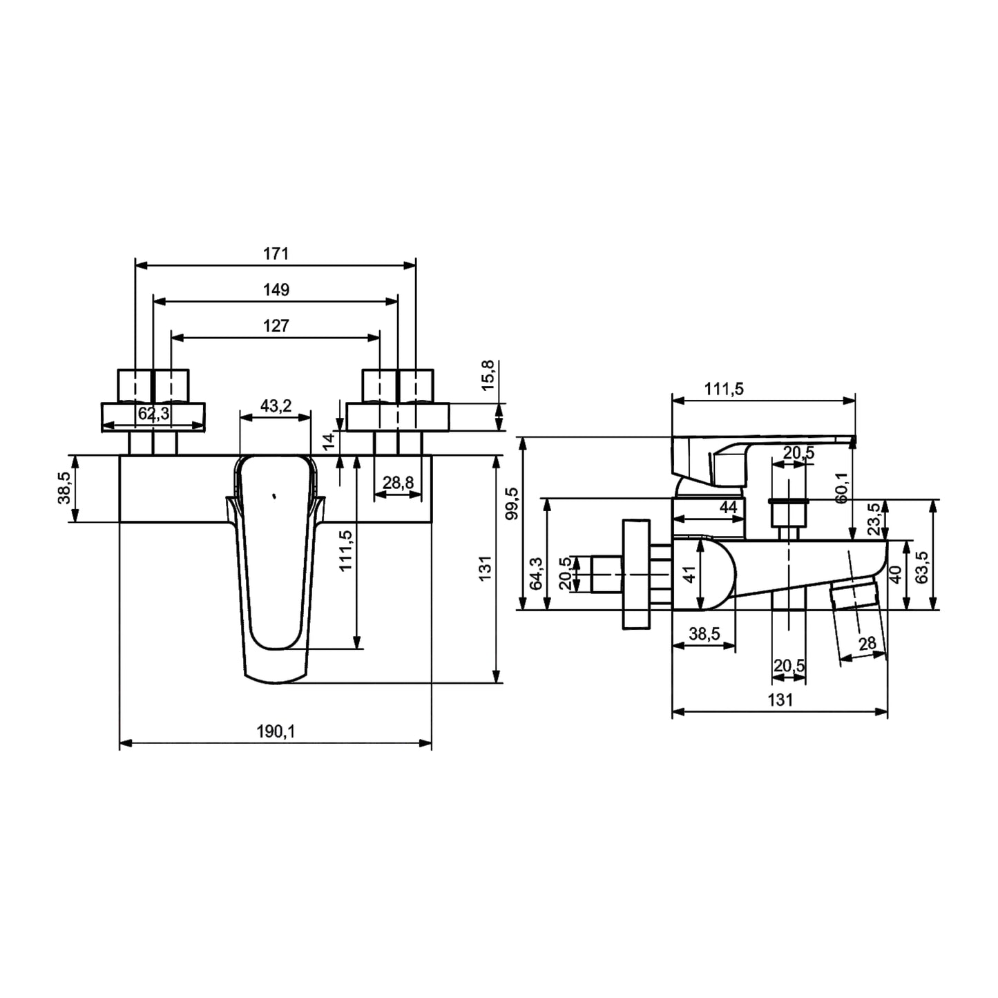 SANITAR BATH MIXER | BRASS | FADA-BM