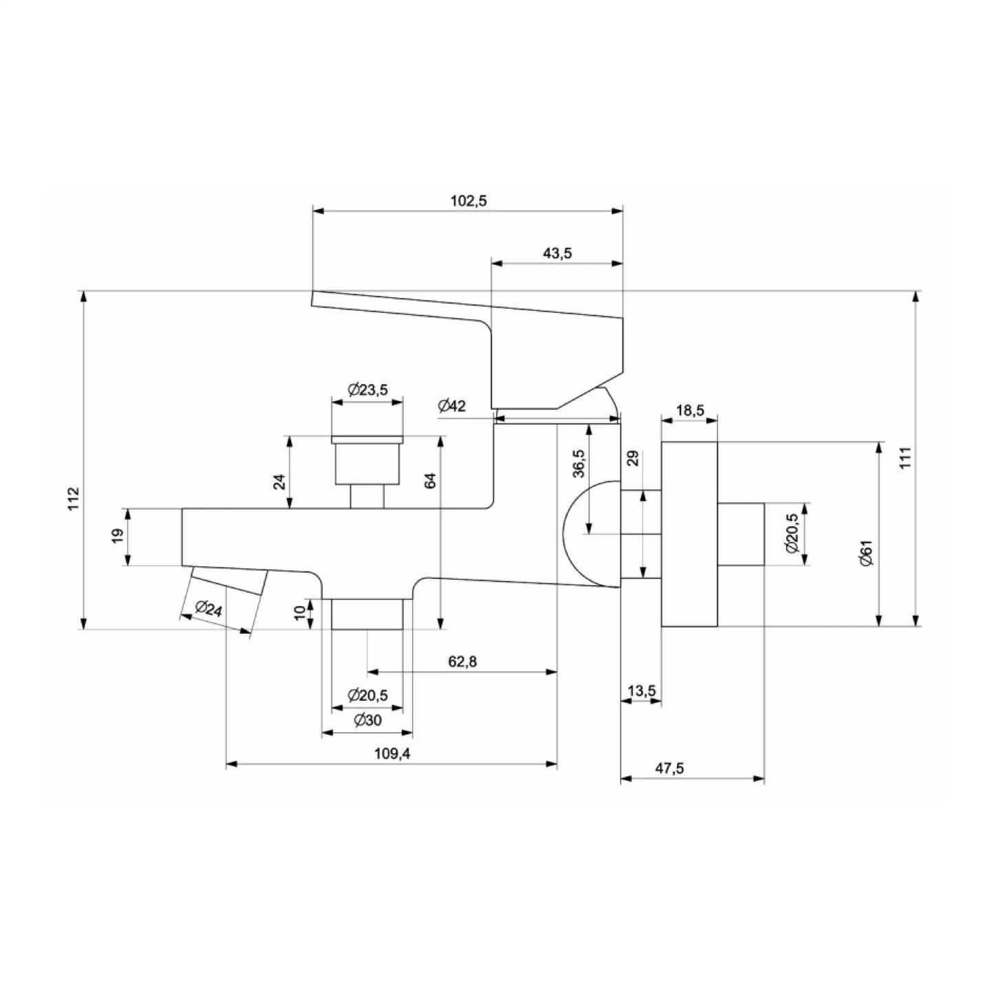 SANITAR BATH MIXER | BRASS | REX-BM