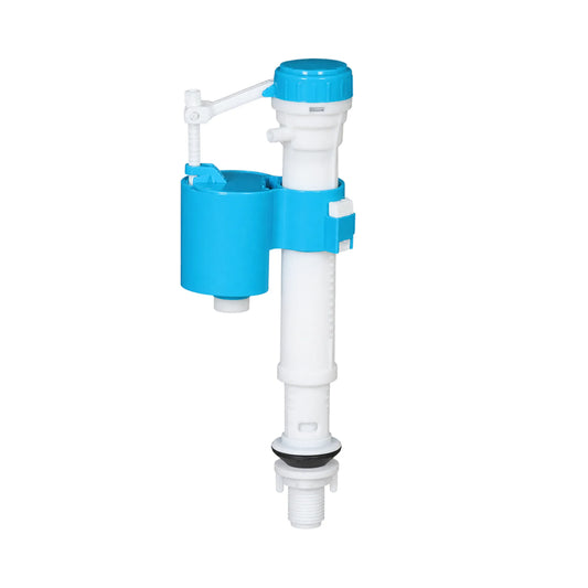 GRCN 1PPTI4 E05 Grande bottom inlet fill valve in white and blue plastic isolated on white background