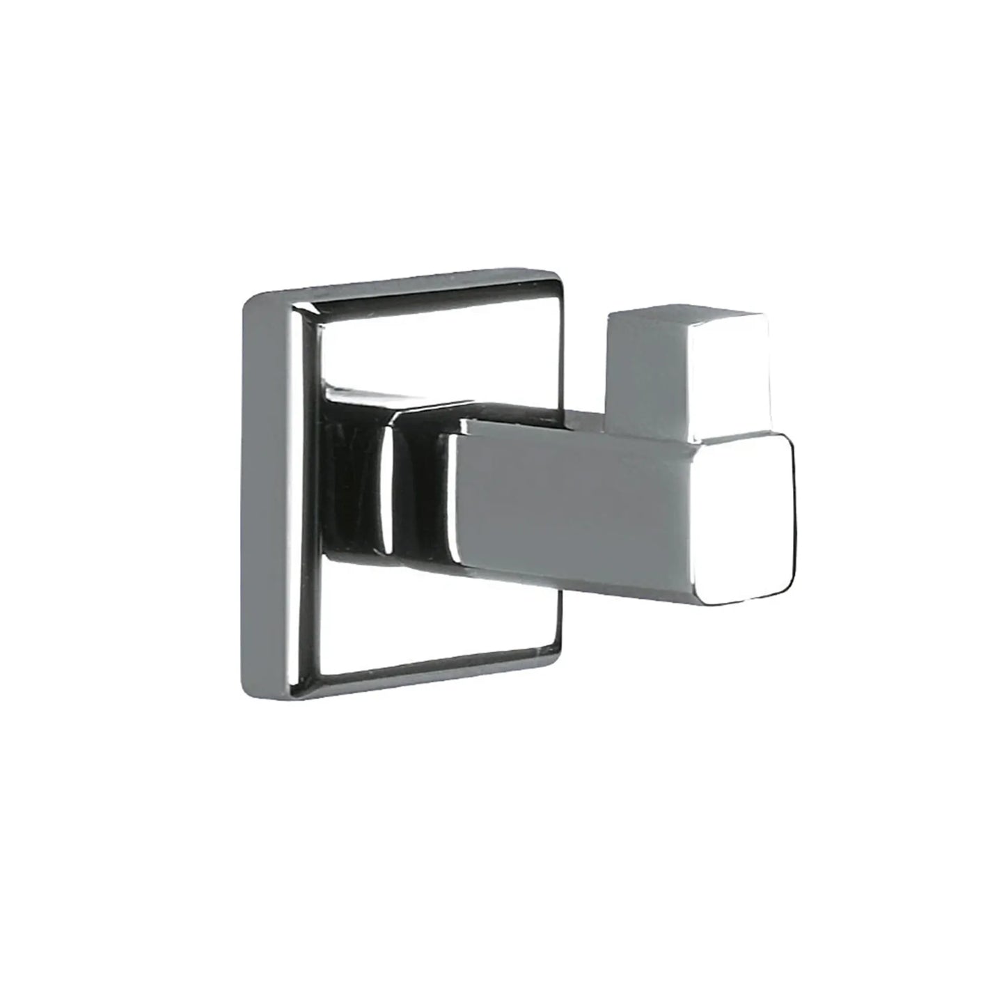 Kludi Rak RAK24005 Harmony robe hook in a polished chrome finish featuring a modern square backplate and a minimalist geometric hook design.
