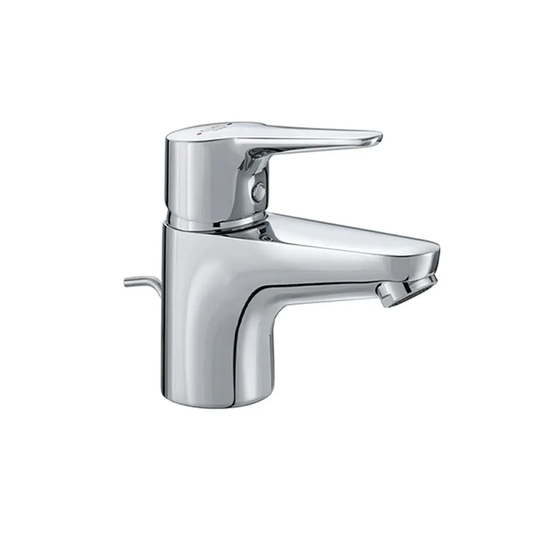 Kludi RAK Polaris basin mixer tap SKU KLUDI RAK POLARIS RAK 10000-01 BASIN MIXER in polished chrome finish with pop-up waste rod isolated on white background
