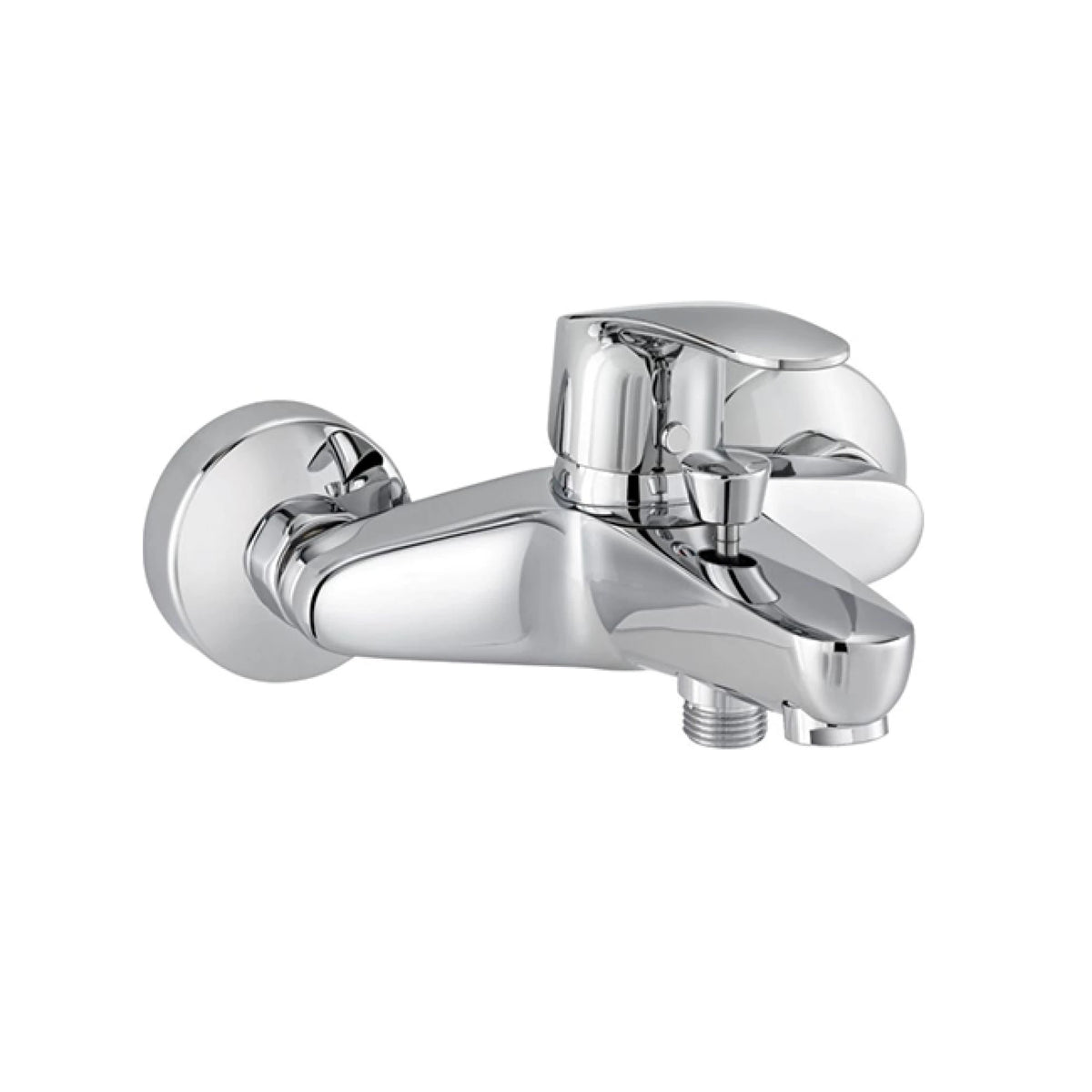 Kludi RAK Pearl single lever bath and shower mixer SKU RAK17002 in polished chrome with diverter knob isolated on white background