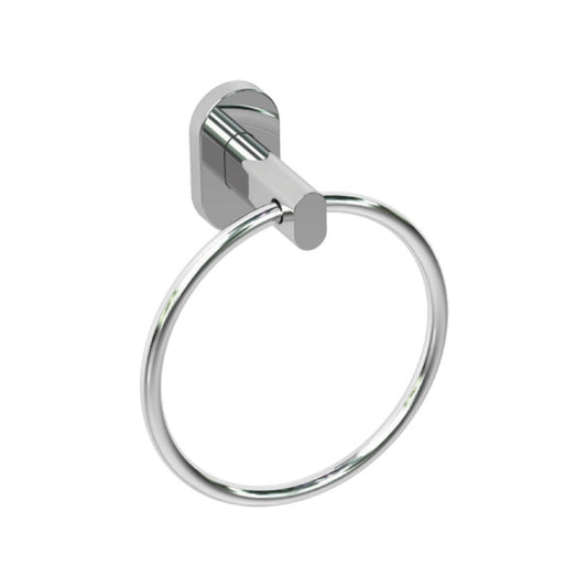 Kludi RAK Passion towel ring SKU RAK23003 in polished chrome finish with oval wall bracket isolated on white background.