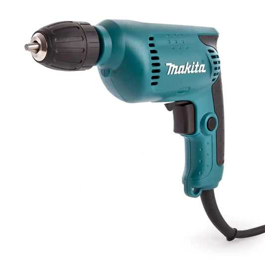 Makita 450W corded electric drill with 10mm keyless chuck and variable speed trigger.