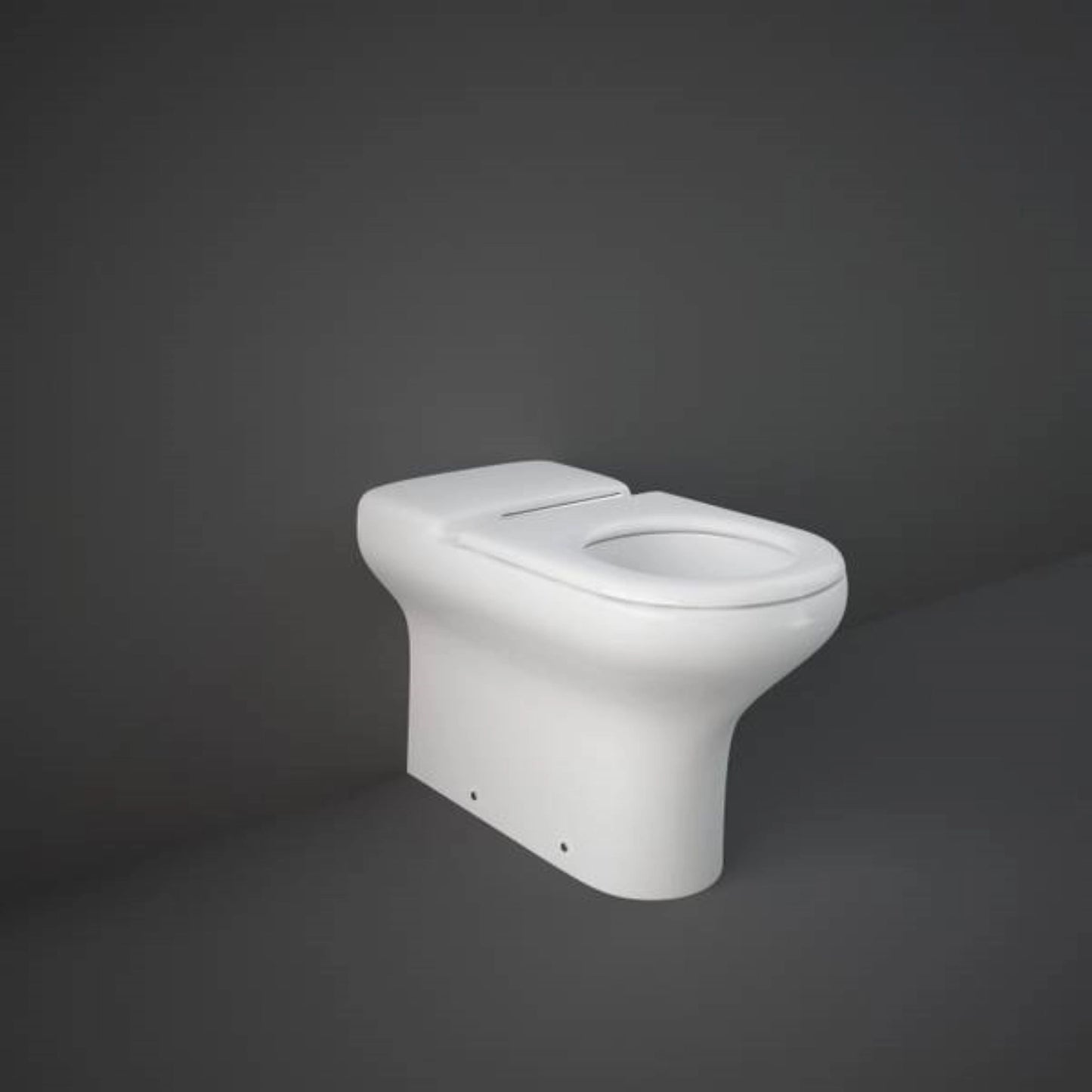 RAK Ceramics Special Needs Compact back-to-wall rimless toilet pan (CO21AWHA) in Alpine White, featuring an extended 750mm depth and comfort height design.