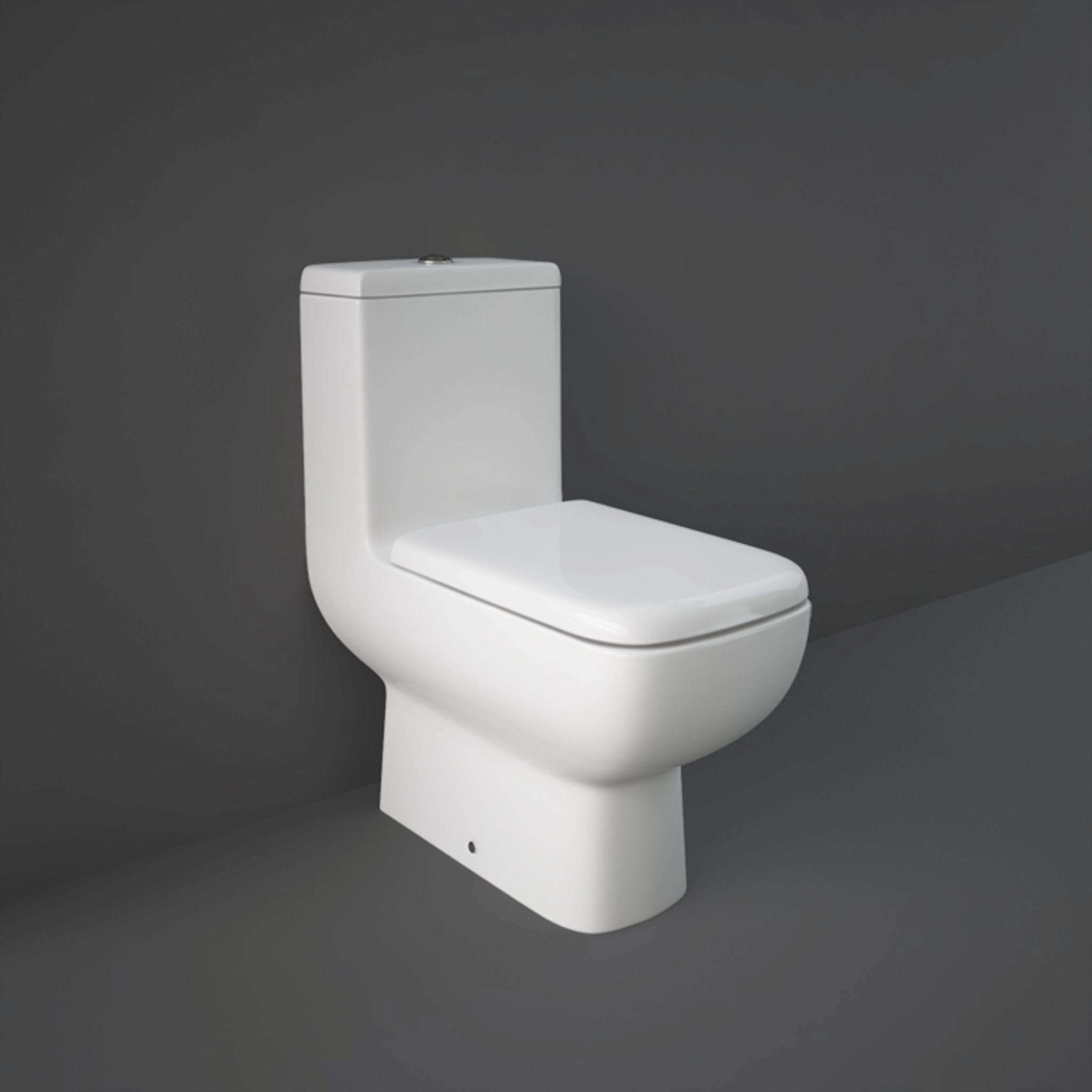 RAK-Florence MP28AWHA rimless one piece water closet in Alpine White, 660mm length with S-trap and concealed trapway.