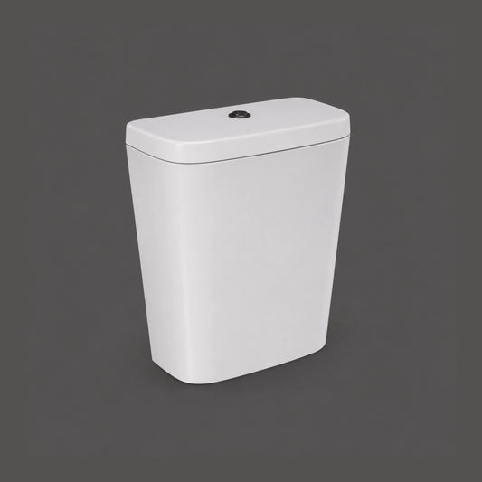 RAK Ceramics Elena EL10AWHA white vitreous china flush tank with bottom inlet and dual flush mechanism.