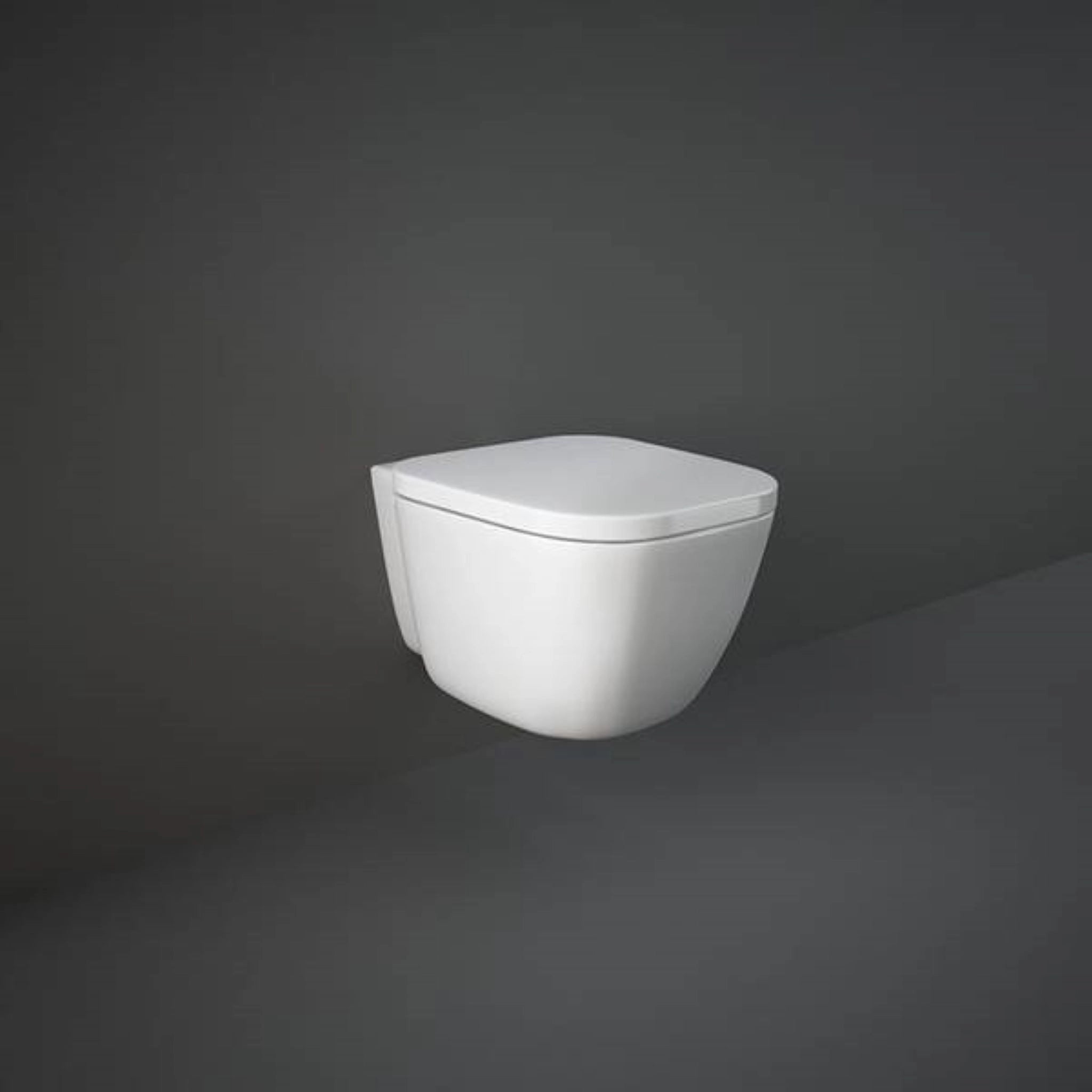 RAK-One Elena EL12AWHA wall hung water closet pan in Alpine White, 520mm rounded rectangle design.