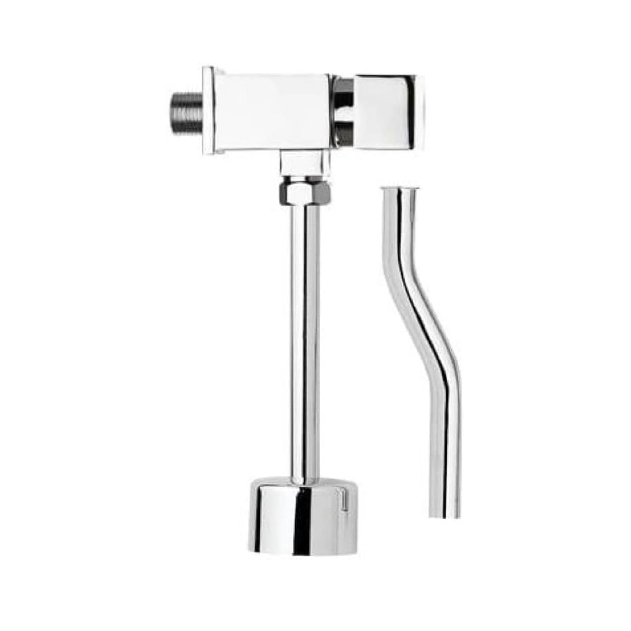 RAK Ceramics Daniel manual push-type urinal flush valve in polished chrome (FS10D), featuring a sleek cylindrical body and 1/2 inch connection.