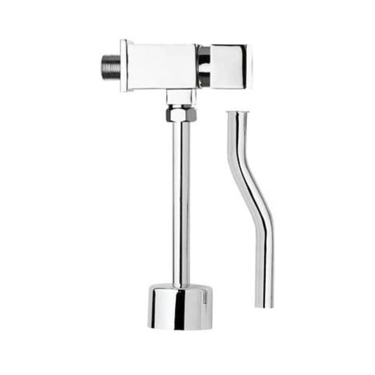 RAK Ceramics Daniel manual push-type urinal flush valve in polished chrome (FS10D), featuring a sleek cylindrical body and 1/2 inch connection.