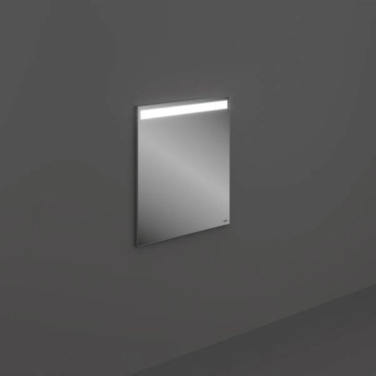 RAK Ceramics Joy 60cm rectangular bathroom mirror with vertical LED light strips on the sides and a slim 32mm profile.