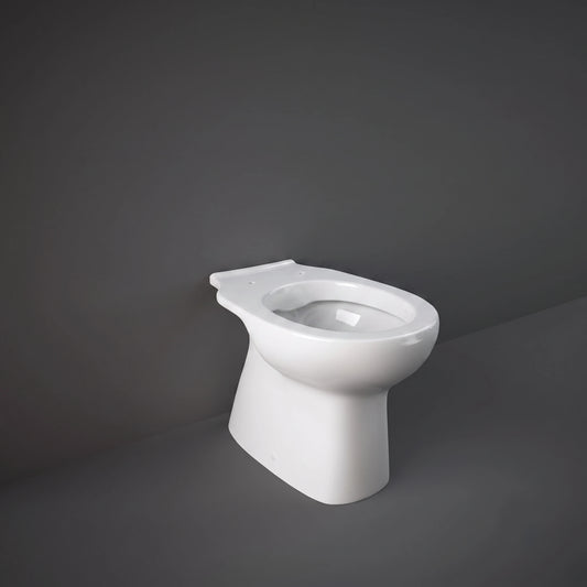 RAK Ceramics Liwa close coupled S-Trap toilet pan in White (LW17AWHA) featuring an oval bowl shape and concealed trapway.