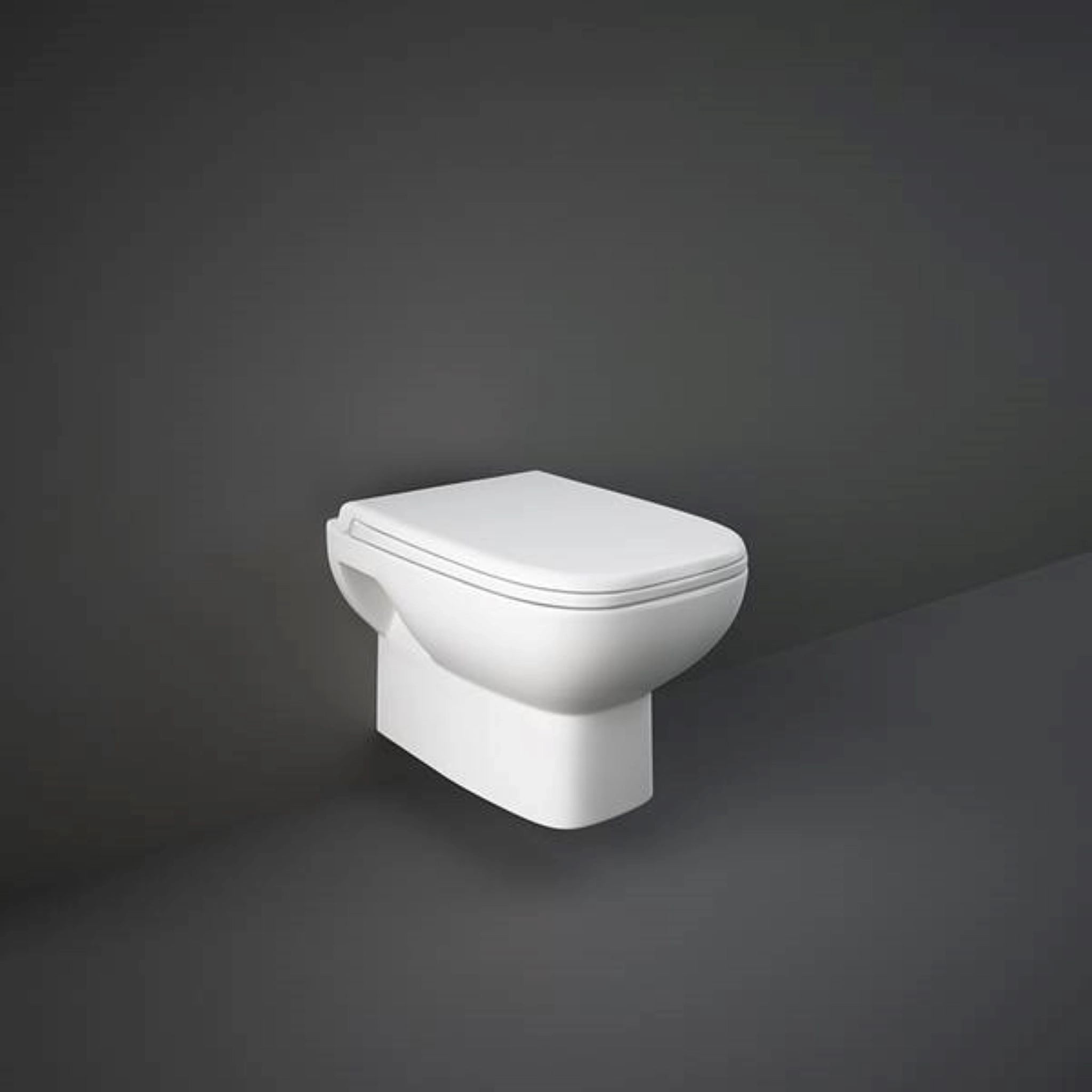 RAK Ceramics Origin ORG12AWHA wall hung water closet pan in Alpine White, 500mm rounded rectangle design.