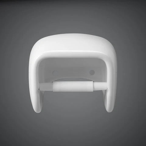 A front studio view of the RAK-Europa Paper Holder in an Ivory ceramic finish, highlighting its recessed design and smooth, curved edges.
