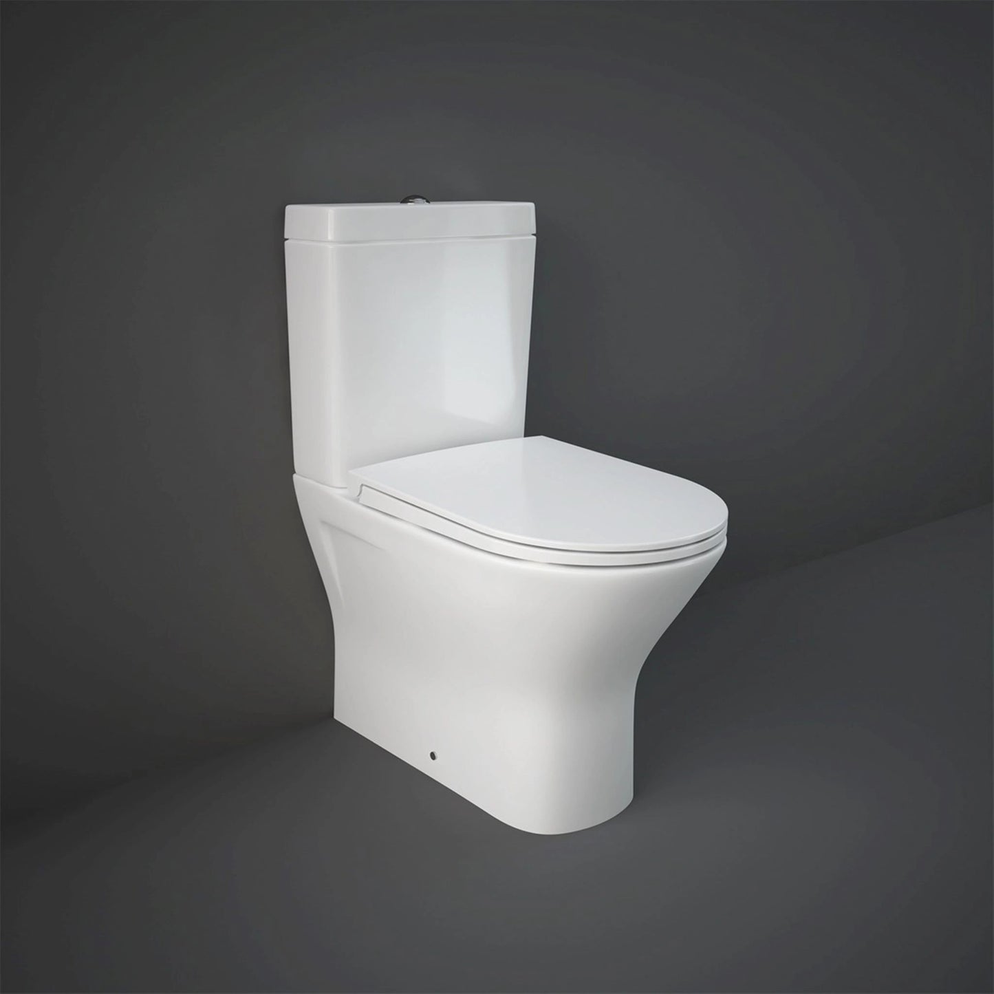 RAK-Resort RST17AWHA rimless close coupled back to wall water closet in Alpine White, 60cm oval design with universal trap.