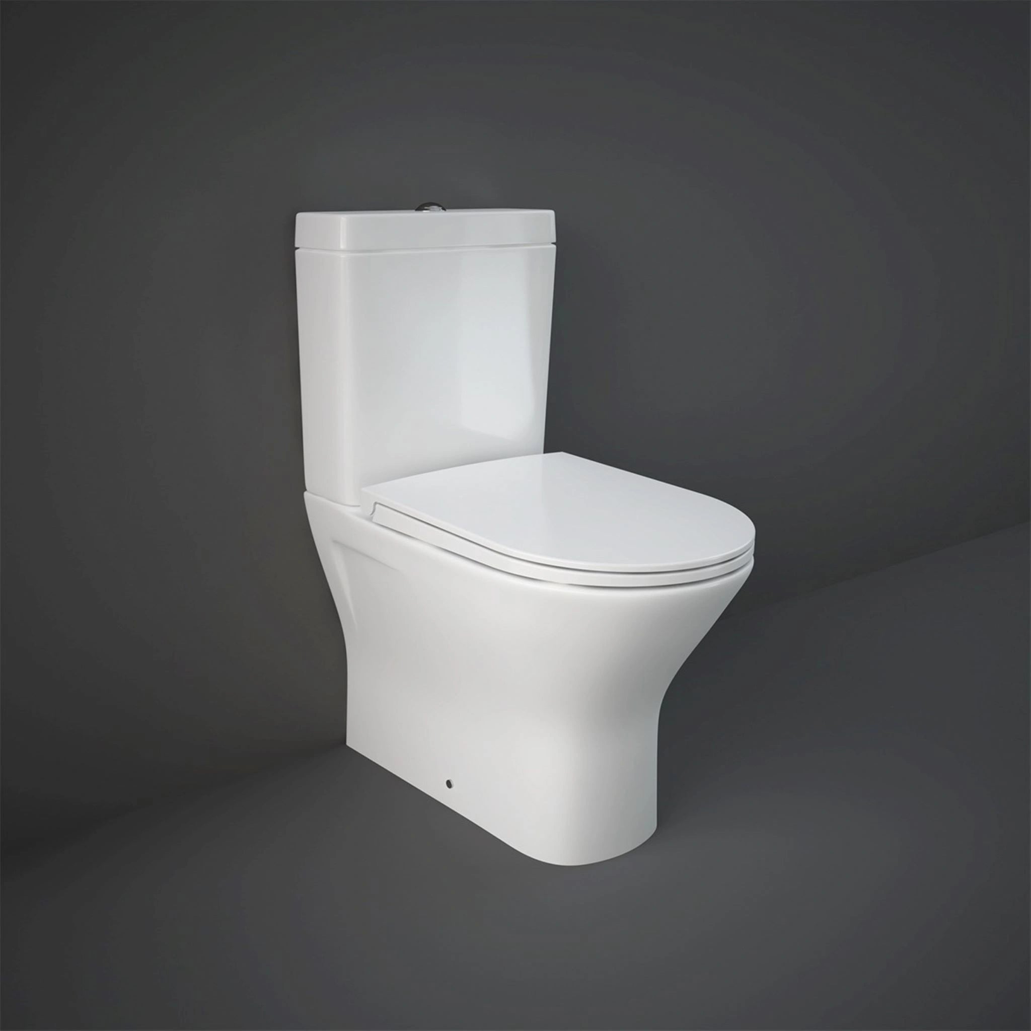 RAK-Resort RST17AWHA rimless close coupled back to wall water closet in Alpine White, 60cm oval design with universal trap.