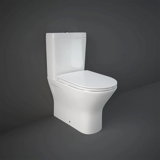 RAK-Resort RST17AWHA rimless close coupled back to wall water closet in Alpine White, 60cm oval design with universal trap.