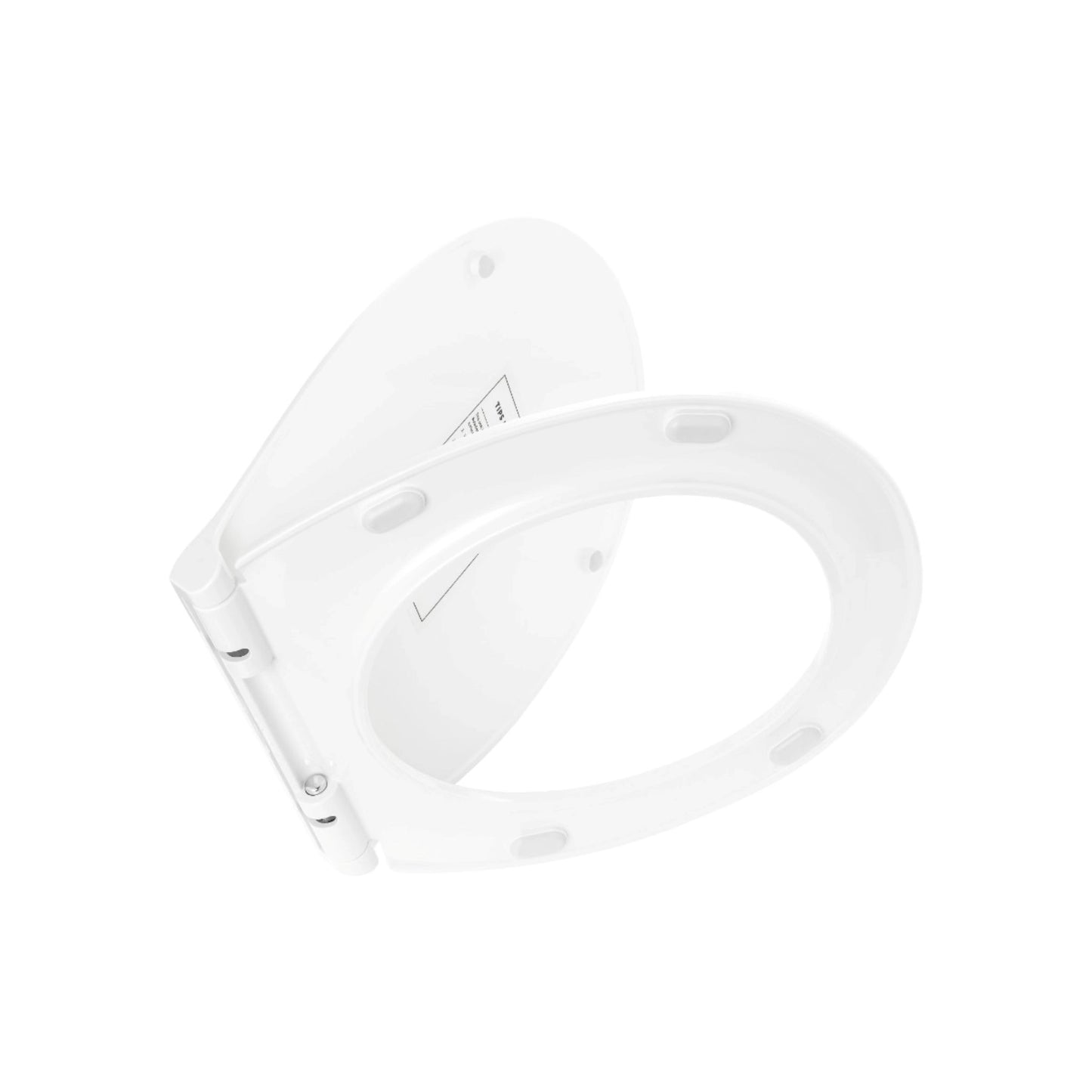 RAK Ceramics Flora series round ABS soft-close toilet seat cover in alpine white, showcased from a down-top perspective.