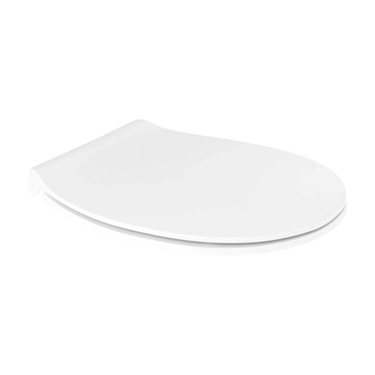 RAK Ceramics Flora series round ABS soft-close toilet seat cover in alpine white, showcased from a top-down perspective.