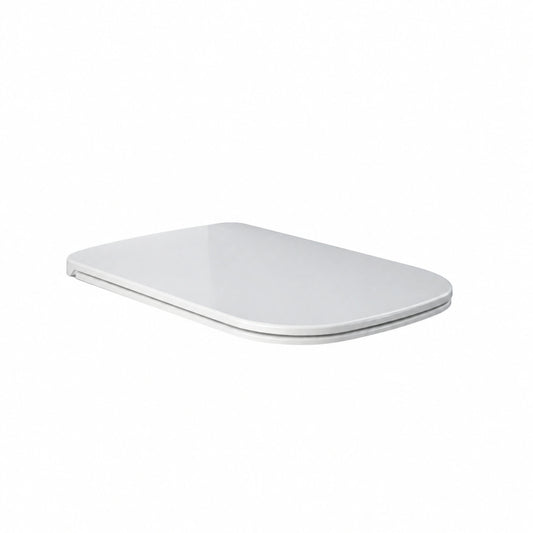 RAK Ceramics Metropolitan series matt white ABS toilet seat cover, viewed from above, highlighting its sleek and modern design.