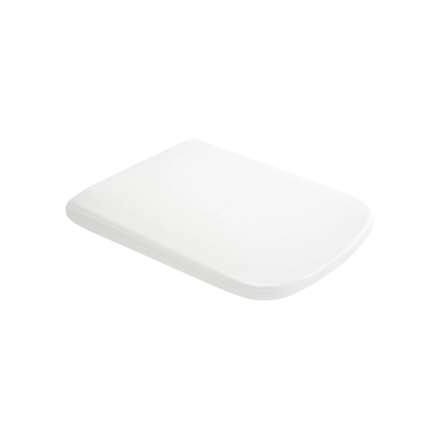 RAK Ceramics Summit collection square-shaped white urea toilet seat cover, captured from a top-down angle to highlight its ergonomic and clean design.