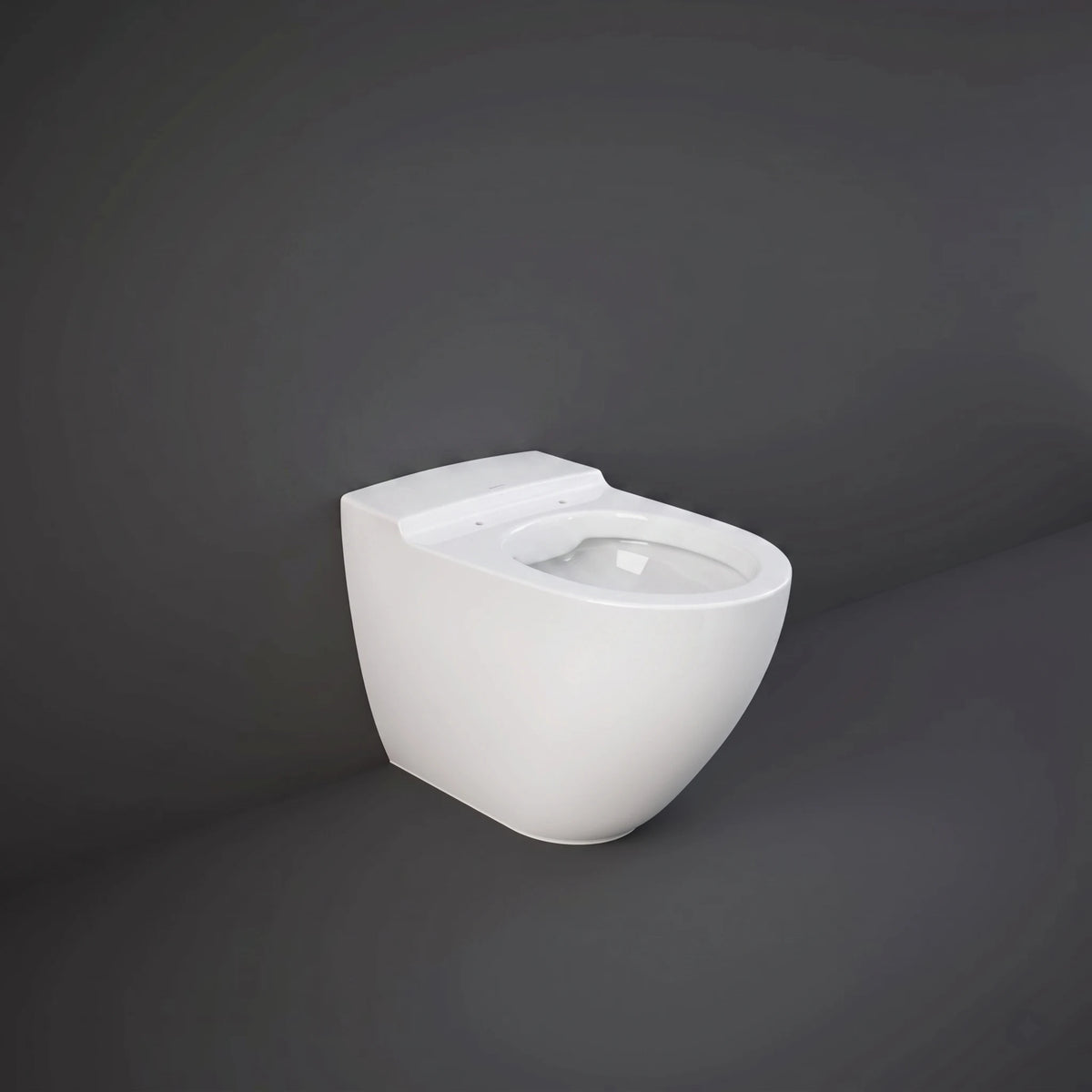RAK-Des DESWC1146AWHA rimless back to wall close coupled water closet pan in Alpine White with hidden fixations.