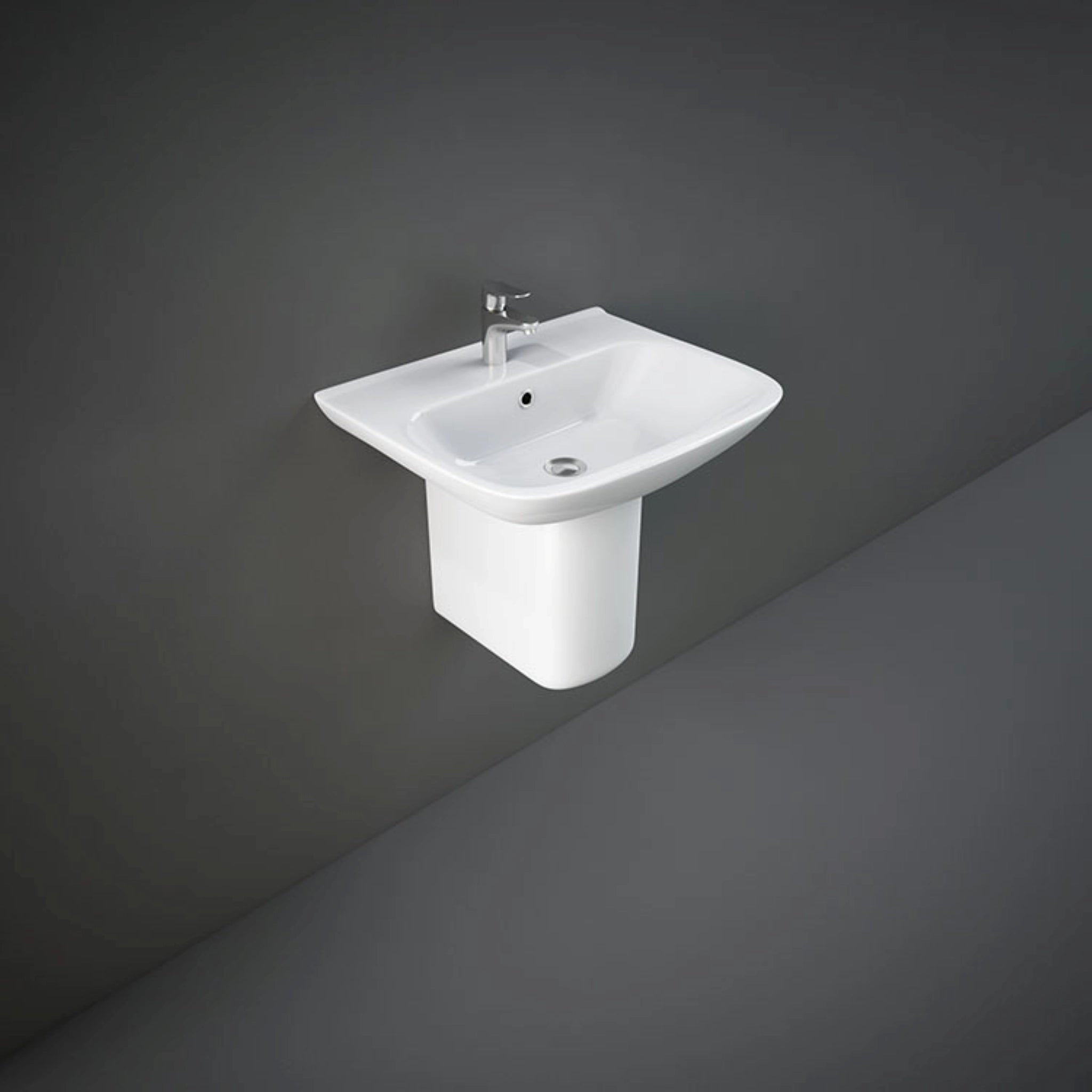RAK Ceramics CY0103AWHA Resort Alpine White ceramic half pedestal for wall-hung wash basins.