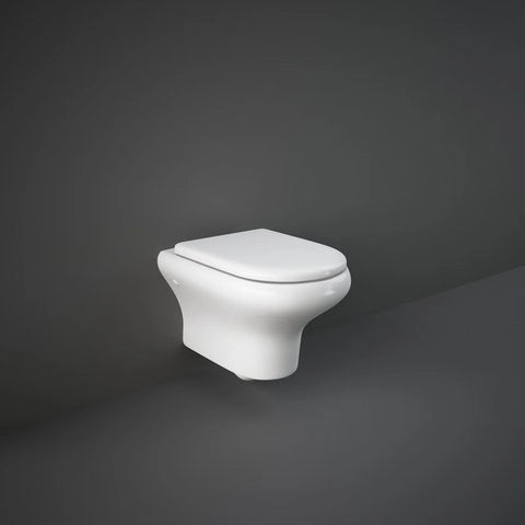 RAK-Compact CO13AWHA wall hung water closet pan in Alpine White finish, round 520mm design with P-trap.