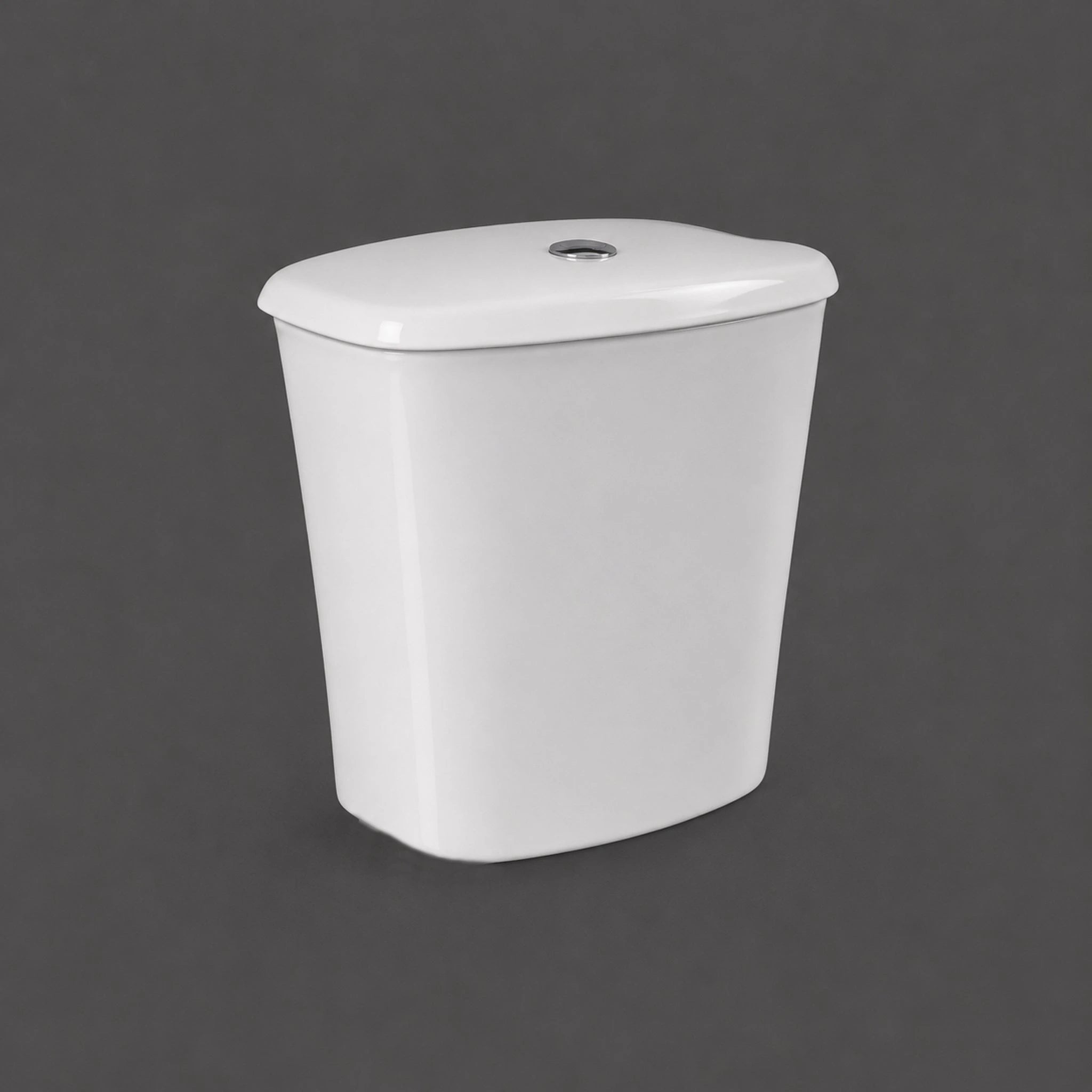 RAK Ceramics Karla KR10AWHA white vitreous china water tank with a bottom inlet and dual flush button.