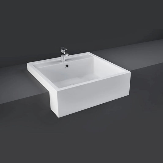RAK-NOVA OC123AWHA 46x46cm square semi-recessed washbasin in Alpine White ceramic with one tap hole.