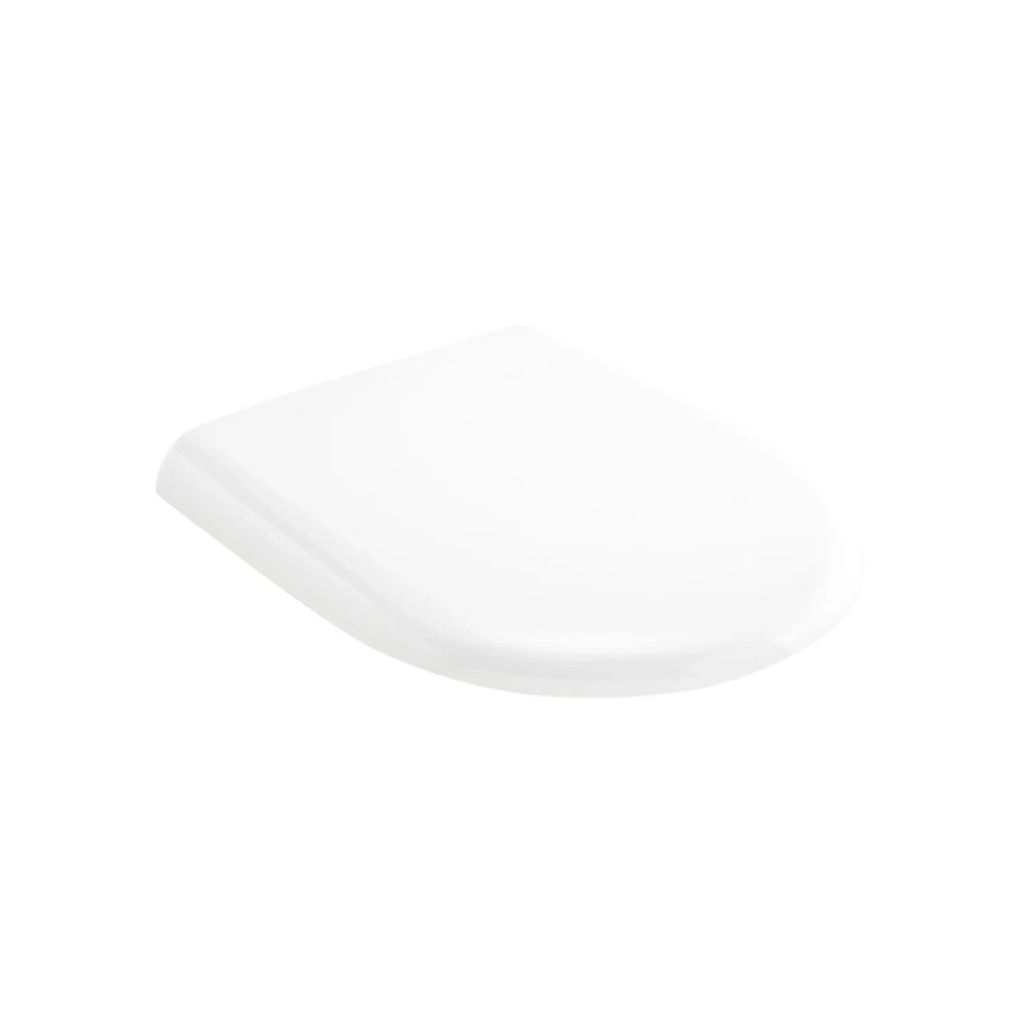 RAK Ceramics Illusion series oval-shaped matt white urea toilet seat cover, viewed from above to highlight its sleek, modern profile.