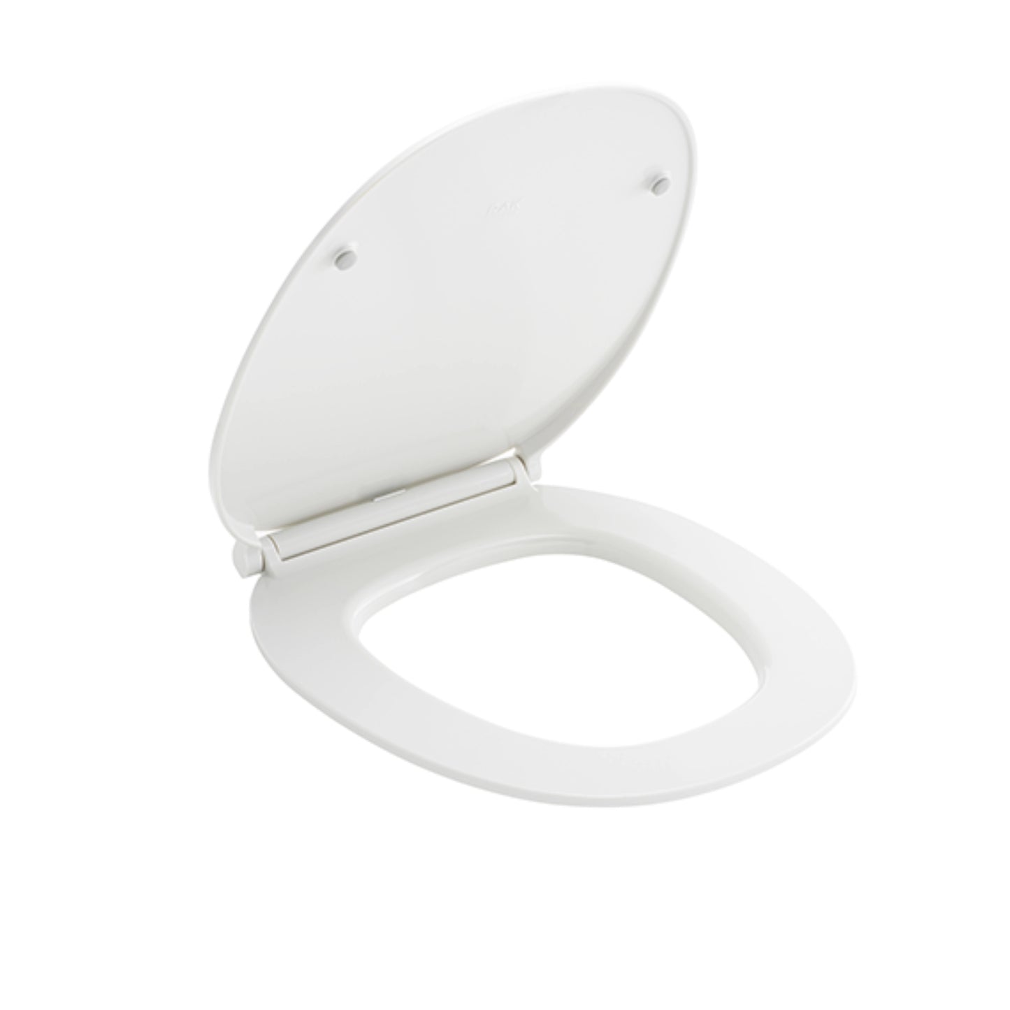 RAK Ceramics Morning series oval-shaped white urea toilet seat cover, opened view, showcasing a clean, minimalist design.