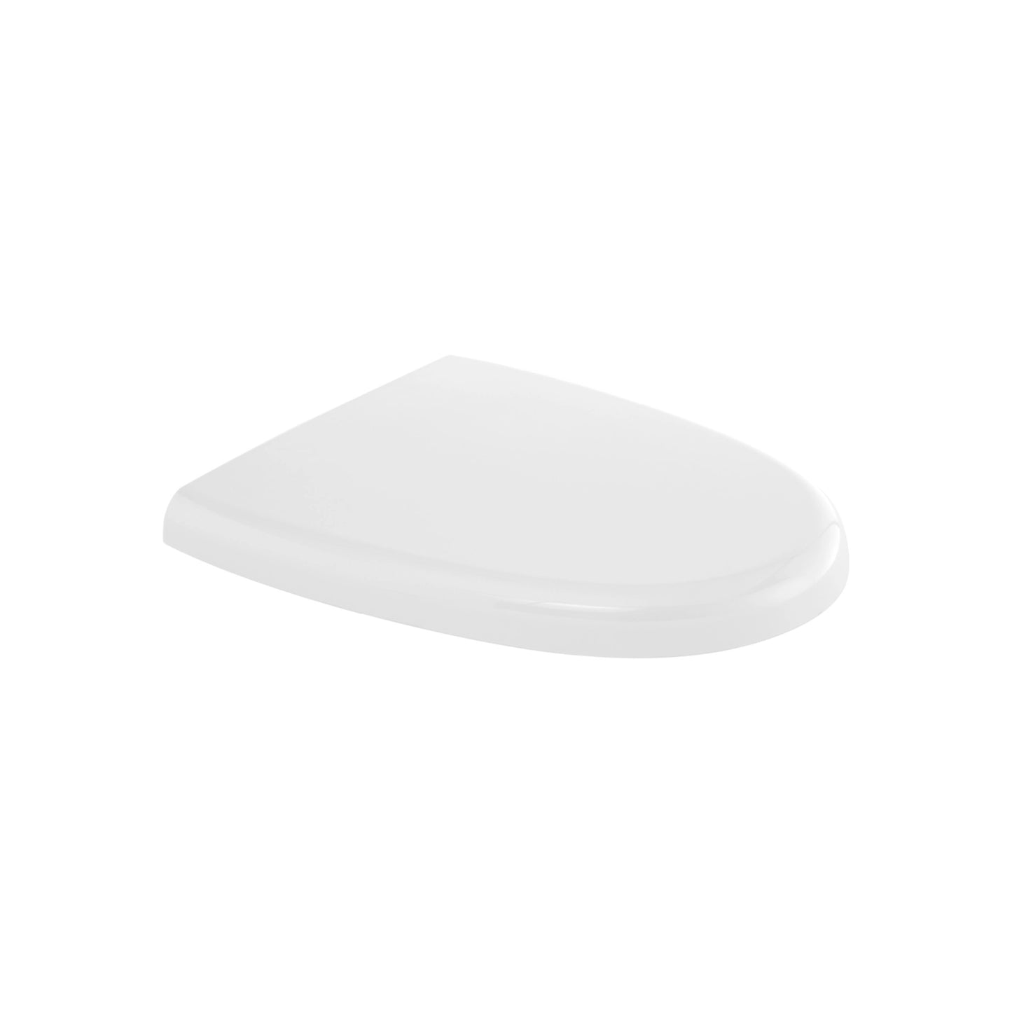 RAK Ceramics Venice DLX wrap-over toilet seat and cover in a glossy white finish, showcasing its sturdy construction and classic rounded profile.