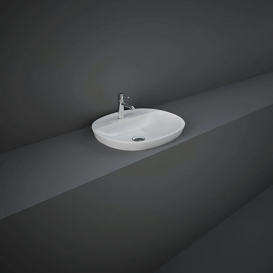 RAK-VARIANT VARDI25001AWHA 50cm oval drop-in washbasin in Alpine White ceramic with a single pre-drilled tap hole.