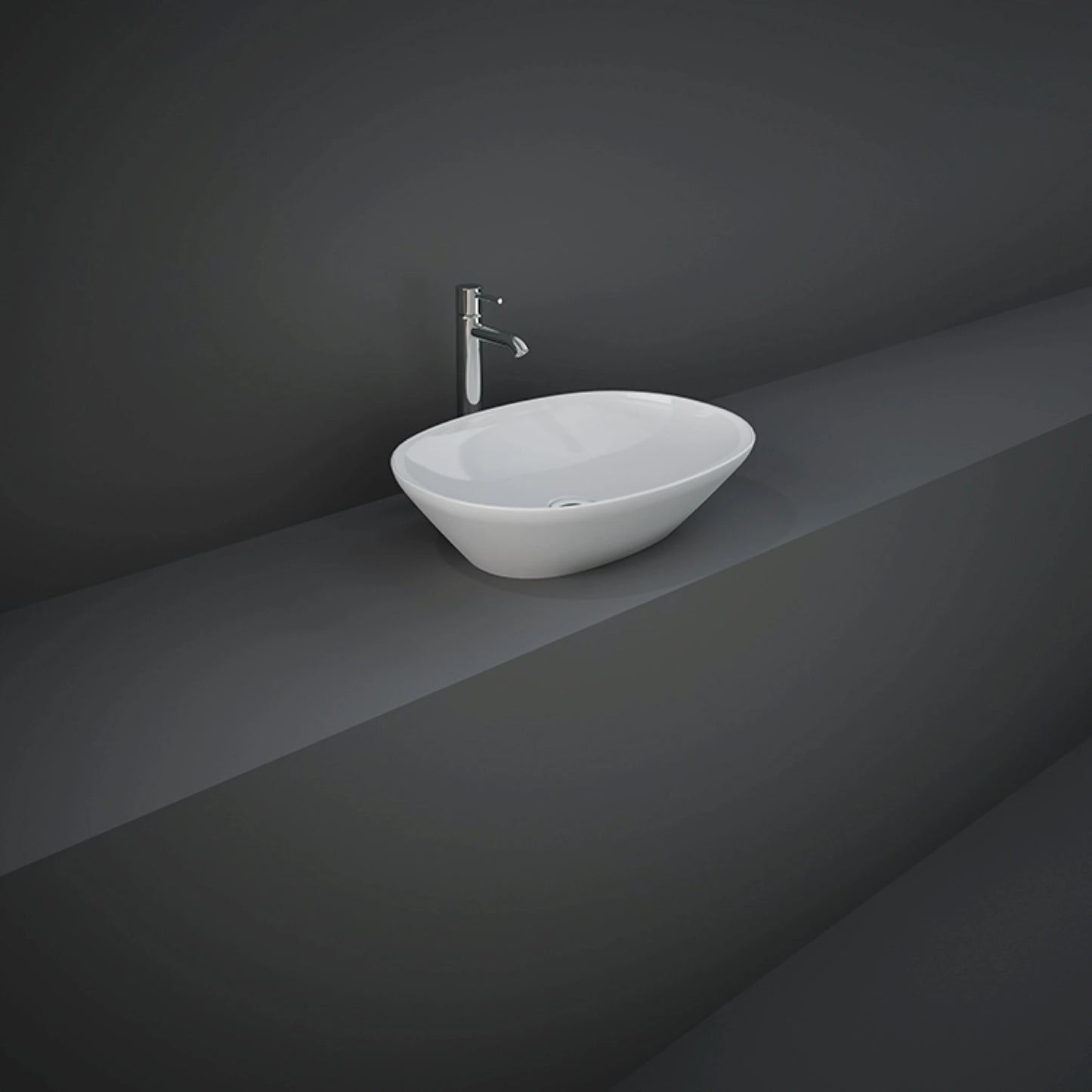 RAK-VARIANT VARCT25000AWHA 50cm oval countertop washbasin in a high-gloss Alpine White ceramic finish.