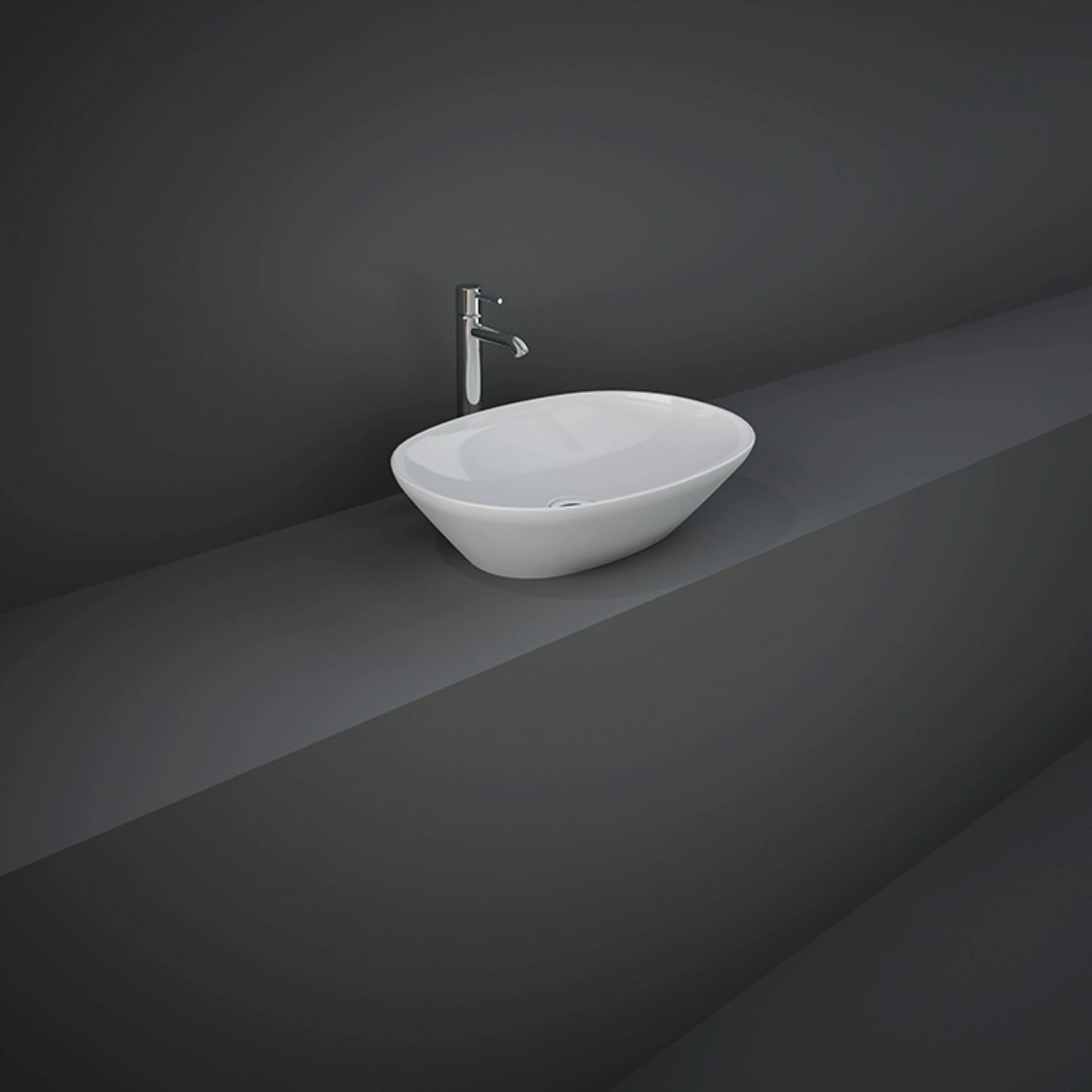 RAK-VARIANT VARCT25000AWHA 50cm oval countertop washbasin in a high-gloss Alpine White ceramic finish.