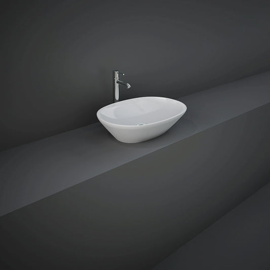 RAK-VARIANT VARCT25000AWHA 50cm oval countertop washbasin in a high-gloss Alpine White ceramic finish.