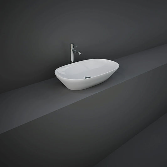 RAK-VARIANT VARCT36000AWHA 60cm oval elongated countertop washbasin in high-gloss Alpine White ceramic.