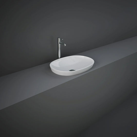 RAK-VARIANT VARDI25000AWHA 50x36cm oval drop-in washbasin in a high-gloss Alpine White ceramic finish.