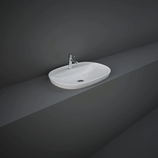 RAK-VARIANT VARDI36001AWHA 60x42cm oval drop-in washbasin in Alpine White ceramic with one tap hole.