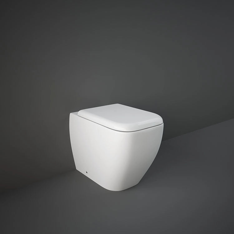 RAK-Metropolitan MP16AWHA rimless back to wall water closet pan in Alpine White, 52cm rounded rectangle design.