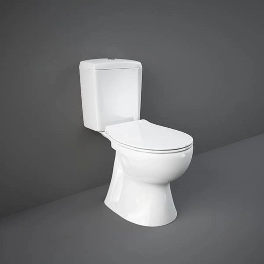 RAK Ceramics Flora S-Trap toilet pan in Alpine White (FL17AWHA) with a smooth round bowl and concealed trapway design.
