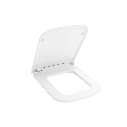 RAK Ceramics Metropolitan MESC0008 slim toilet seat cover in Alpine White, featuring a contemporary rounded-rectangle shape and Urea construction with an open lid.