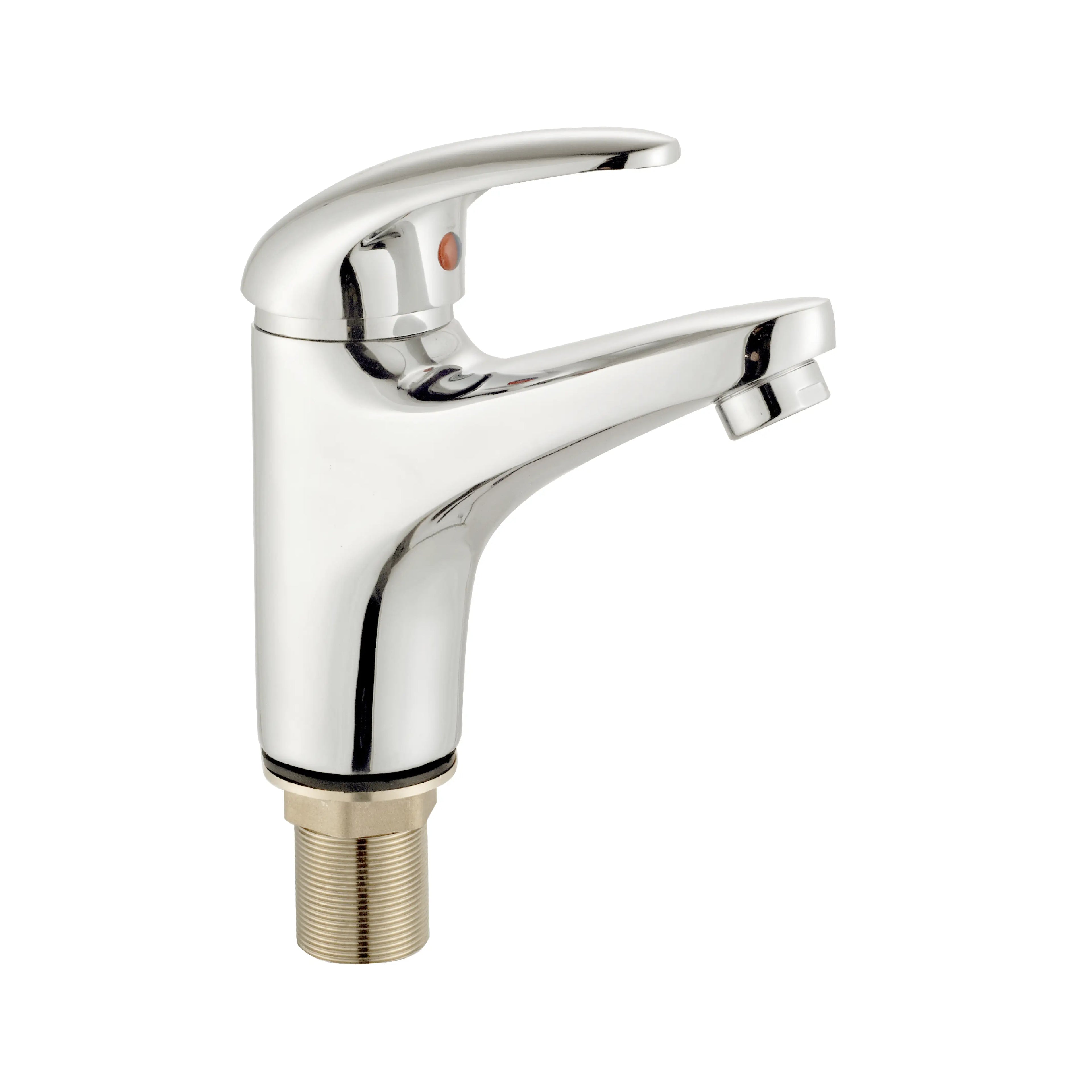 Sanitar AMBER-WB brass washbasin mixer with a polished chrome finish, featuring a sleek single-lever handle and a modern curved spout.