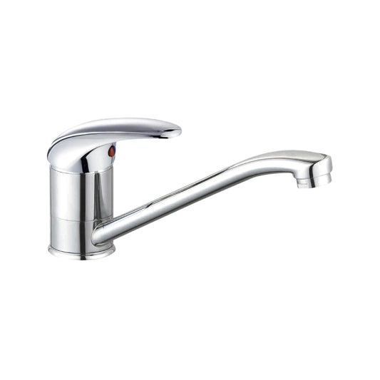 Sanitar AMBER-ZM5 brass kitchen sink mixer featuring a polished chrome finish, a modern single-lever handle, and an elegant swivel spout design.